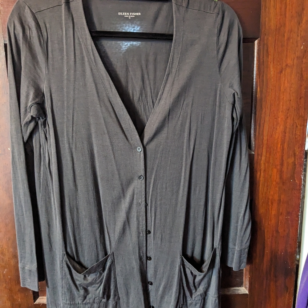 Eileen Fisher grey cardigan